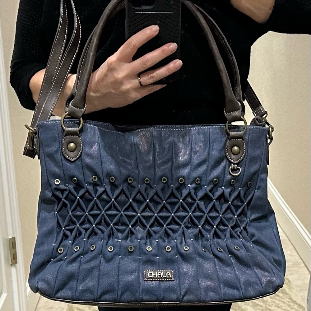 CHALA Origami Denim Blue Shoulder Bag